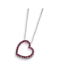 Sterling Silver Red CZ Heart Slide on 18 Chain Necklace - 18 Inch