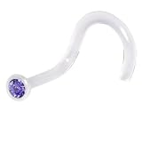 Clear BIOPLAST Tanzanite SWAROVSKI Nose Screw Ring