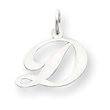 14k White Gold Small Fancy Script Initial D Charm