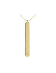 Bar Necklace Vertical Bar Pendant - Gold Name Bar Pendant with Swarovski Stone
