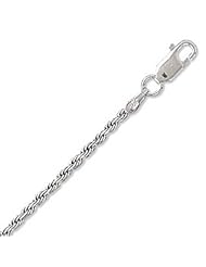 20 Inch Rhodium Plated Sterling Silver 040 Rope Chain Necklace - 1.5mm Wide