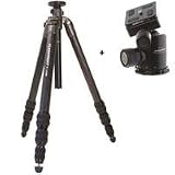 Flashpoint F-1328N Carbon Fiber Tripod, 4 Section Leg Set, Supports 24.2 lbs., Maximum Height 63. with Flashpoint F-3 Magnesium Alloy Tripod Ball Head with Quick Release Plate