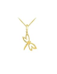 14K Yellow Gold Petite Dragonfly Charm Pendant