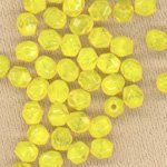 Czech Glass Beads Fire Polished - 4mm Milky Yellow, 50pcs/pkg
