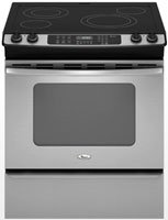 Whirlpool Gold GY399LXUS 30″ Slide-in Electric Range with 4 Radiant Burners, Ceramic Glass Cooktop Surface, Self-Clean Oven and AccuBake System: Stainless Steel