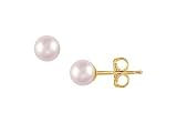 Akoya Cultured Pearl Stud Earrings : 14K Yellow Gold 5 MM