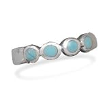 Sterling Silver Toe Ring w Simulated Turquoise, 1 8 in wide