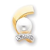 14k Diamond and Freshwater Cultured Pearl Pendant