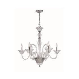 Lite Source EL-10020CLR Benno 6-Lite Chandelier Lamp, Chrome with Clear Glass Shade