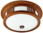 American Fluorescent MIF213KECT Two-Light 13-Watt 14-Inch, Oak Veneer Mission Flush Mount Light Fixture