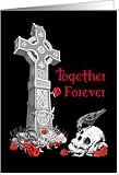 Celtic Cross, Raven, Roses and Skull Valentines Day Card on black Card