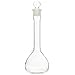 Chemglass CG-1615-100 Glass 100mL +/- 0.10mL Flat Bottom Heavy Duty Wide Mouth Volumetric Flask, with Glass Stopper, 180mm Height