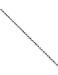 14k Gold White Gold 1.40mm Solid D/C Machine-Made Rope Chain 14 Inches
