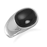 Stainless Steel and Black Onyx Ring Size 8