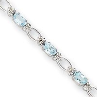 14k White Gold 5.2ct. Aquamarine and Diamond Bracelet by JewelryWeb