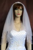 2T Ivory Crystal Hand Beaded Elbow Wedding Bridal Veil
