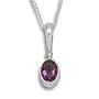 Sterling Silver 18 Inch Oval Faceted Amethyst Necklace