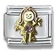 Clearly Charming June Pink Alexandrite Czech Crystal & Gold Little Girl Birthstone Little Girl Italian Charm Bracelet Link