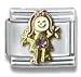 Clearly Charming June Pink Alexandrite Czech Crystal & Gold Little Girl Birthstone Little Girl Italian Charm Bracelet Link