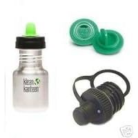 Klean Kanteen Eco Friendly 12oz Stainless Steel Sippy Bottle with Two Avent Sippy Spouts and One Sports Cap