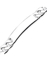 Sterling Silver Polished Engraveable Curb Link ID Bracelet - 7 Inch