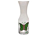 ArtisanStreet's Butterfly Design Carafe. Features Hand Painted Pink & Green Butterflies. One Of A Kind & Signed By Artisan.