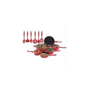 16pc Red Aluminum Cookware Set