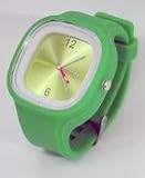GSI Quality Waterproof Silicone Gel Sporty Wrist Band Watch - Wide Face With Analog Dial Style, For Children And Sports - Green
