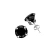 Sterling Silver Stud Earrings with Black CZ - Round Stamping - 10mm