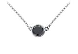 14K White Gold : Bezel Set Round Black Diamond Solitaire Pendant - 0.50 CT. TW.