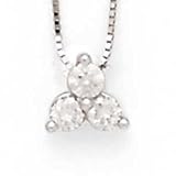 14K White Gold 3-stone Rbc Diamond Necklace D.25tw with 18 Box Chain