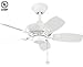 Kichler 300103WH Canfield 30IN 5-Blade Damp Location Ceiling Fan, White Finish with White Blades