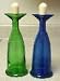 Set of 2 Classic Baja Green / Blue Glass Italian Olive Oil Cruet Bottle - 8 Oz