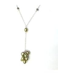 Amethysts by Sara Lim Green culture freshwater pearl sterling silver necklace.