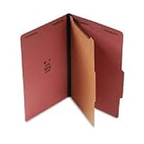 Classification Folder, Legal, 2 Capacity, 4-Section, 2/5 Cut, Red, 20/Box SJPS61950