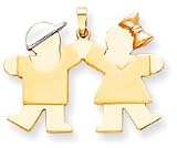 Boy Girl Silhouette Charm, Yellow/White/Pink Gold