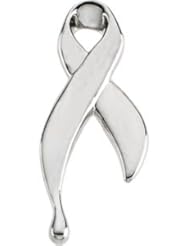 14K White Gold 26.00X11.50 mm Lapel Pin Ribbon Of Tears