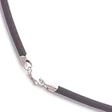 18 Inch Long 3mm Diameter Metallic Gray Rubber Cord Necklace w/Sterling Silver Clasp