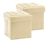 Set of 2 Faux Leather Fold-up Storage Ottomans w/Tray by Valerie