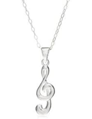 Jo For Girls Sterling Silver Treble Clef Pendant on 14 Inch Chain