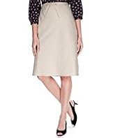 Linen Blend Panelled Knee Length Skirt
