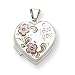 Sterling Silver Floral I Love You 18mm Heart Locket with 20 inch Sterling Silver Chain