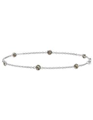 14K White Gold Smoky Quartz Station Bracelet By The Yard 7 Inch with 0.60 Carat Total Weight