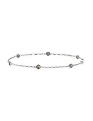 14K White Gold Smoky Quartz Station Bracelet By The Yard 7 Inch with 0.60 Carat Total Weight