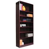 Alera Radius Corner Bookcase, 7 Shelves, 36w x 12d x 84h, Mahogany