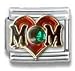Jewelry : Clearly Charming May Emerald Gold Czech Crystal Mom Heart Italian Charm Bracelet Link