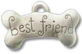 Best Friend BFF Dog Bone Pet Collar Charm Pewter