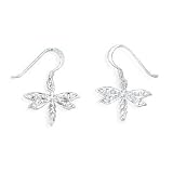 Diamond Cut Dragonfly Earrings on French Wire