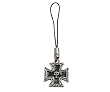 Stylish Skull Cross Mobile Strap - Pewter - 0.75'' Height