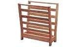 MAGAZINE RACK HORIZONTAL SLATTED WALNUT WOOD